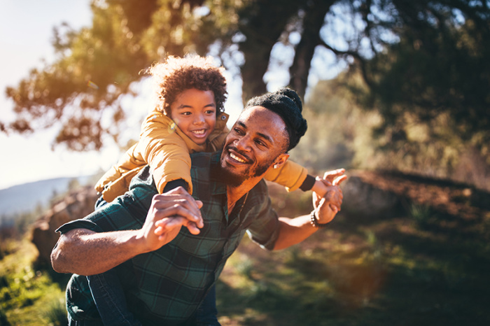 Happy father and son